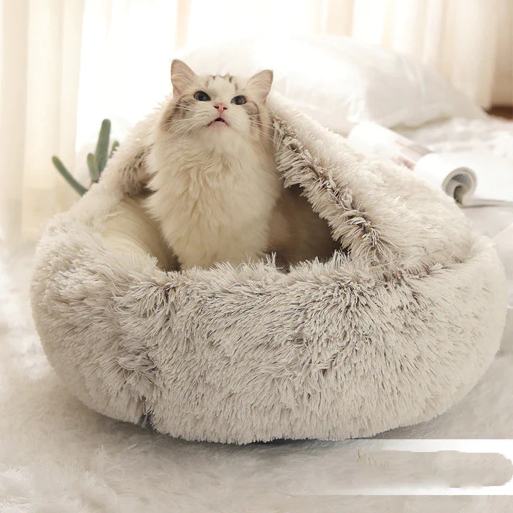 Plush Shell Pet Nest Pet Cozy Nook Bed-Veeddydropshipping
