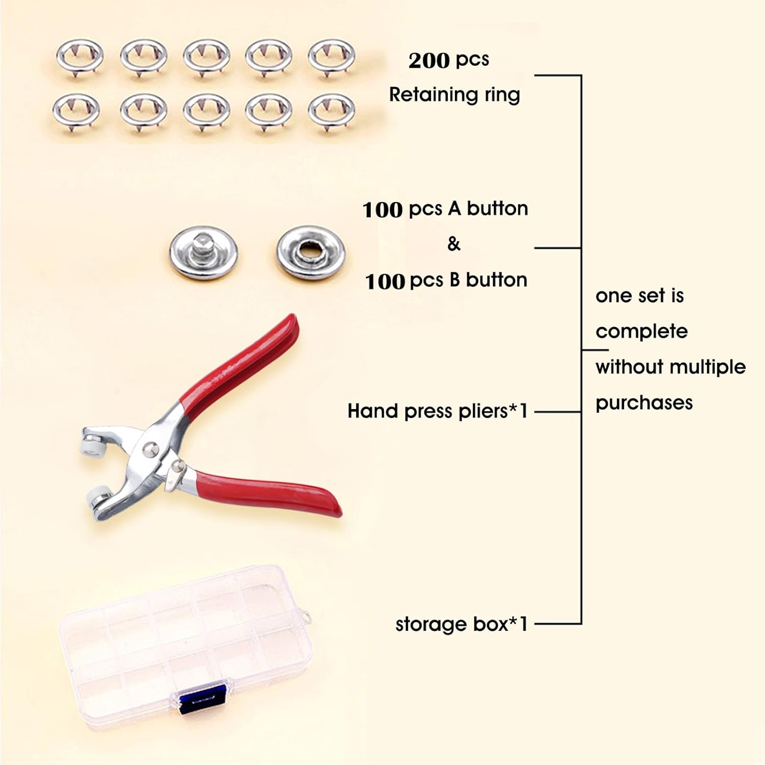 Handheld Button Pliers with 100 Buttons